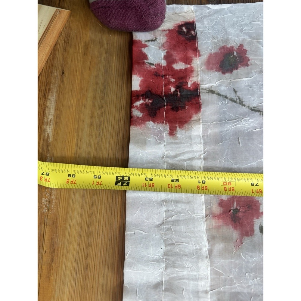 Unbranded Red Poppies SEMI-SHEER ROD POCKET PANELS‎ (4) 49"x84" Floral - Picture 3 of 7